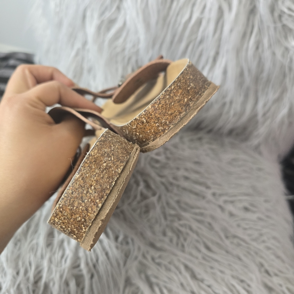 Mad Love Brown Leather Double Buckle Sandals - Picture 7 of 8